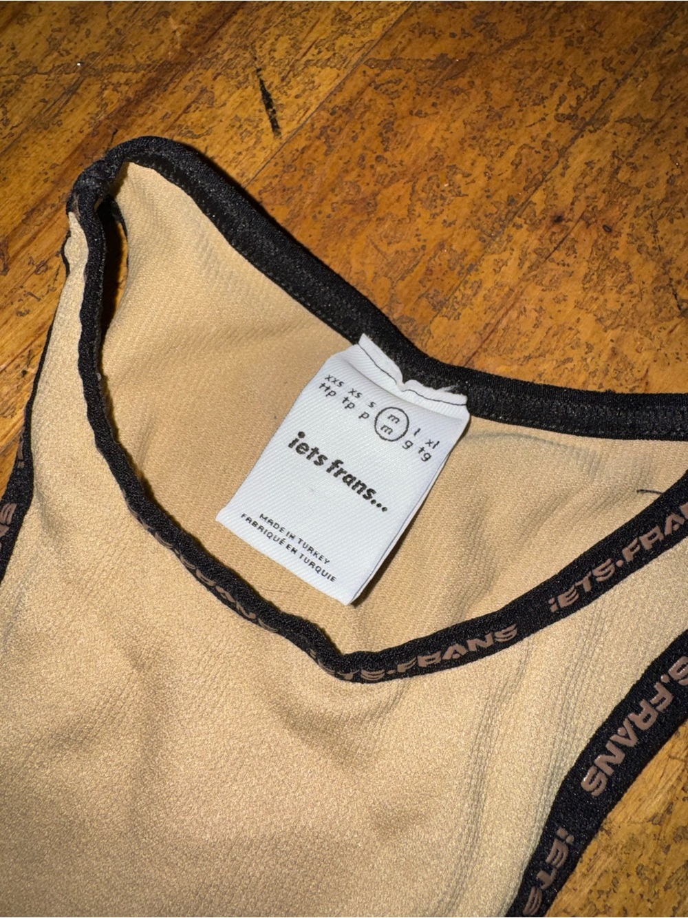 iets frans... Beige Mini Dress with Black Trim